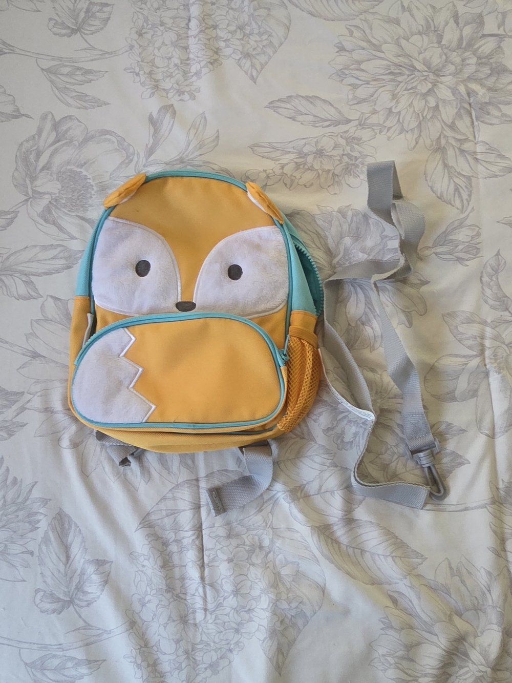 Kids Fox-Themed Yellow Backpack with Turquoise Trim